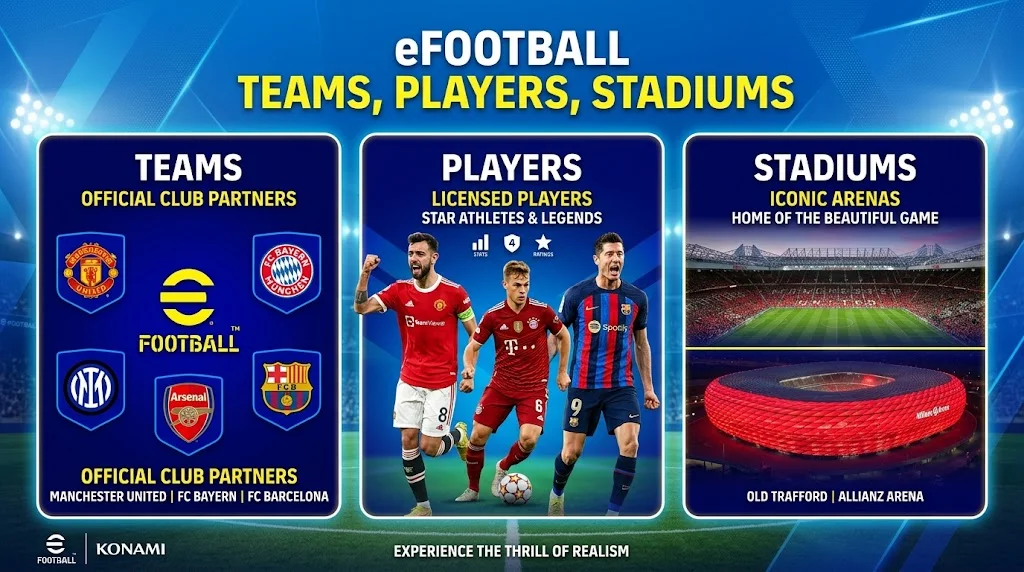 eFootball Teams, Players, Stadiums